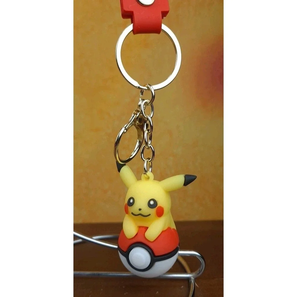 Pokemon Pokeball Keychain Pikachu Riding Pokeball 3D PVC